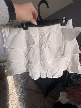 Tiered Ruffle Mini Skirt - Cream